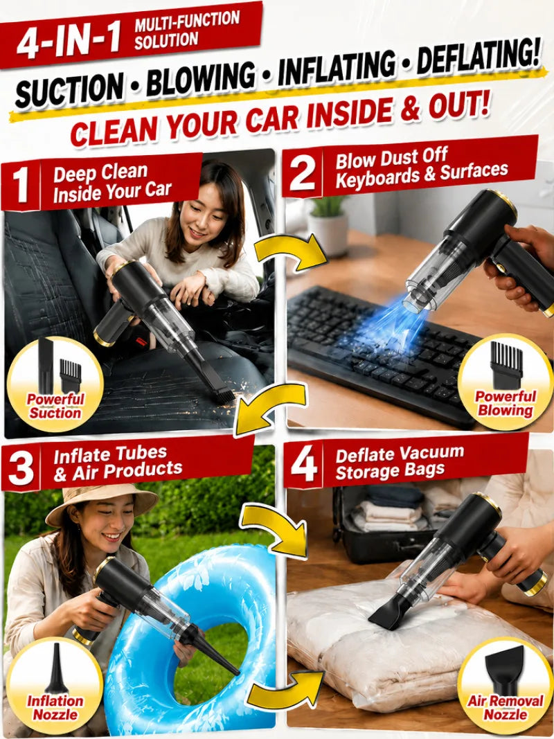 High‑Power Multifunctional Car Vacuum Cleaner Portable Handheld Auto Interior Dust Suction Cleaner Wet Dry Dual‑Use Cleaning
