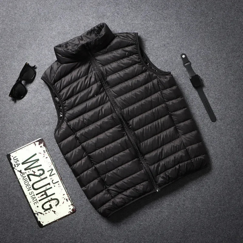 Men's Sleeveless Puffer Jacket 2025 New Autumn Spring Lightweight Water-Resistant Packable Men Down Vest Coat Plus Size 5xl 6xl
