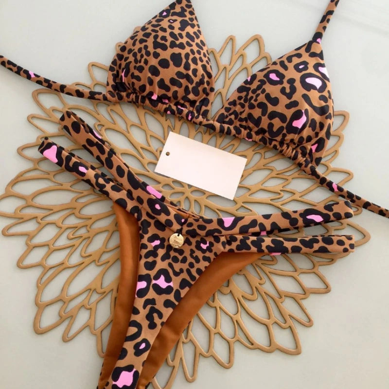 New Bikini Women Swimsuit Beach Vacation Swimwear Leopard Printed Sexy Bikini Set Beachwear Swimsuit Thong Bathing Suit Biquinis