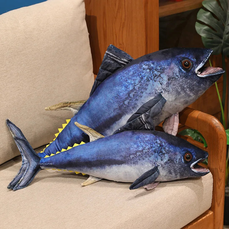 Hot Wholesale holiday gifts Simulation Tuna Plush Toys Real Life Tuna Fish Pillow Creative Stuffed Soft Ocean Toys Sleep Pillow