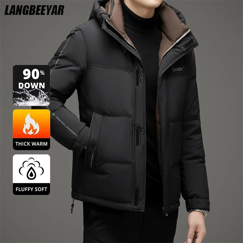 Down Coats Luxury Winter High End 90% White Duck Down Thick Winter New Brand Hooded Casual Fashion Luxury Mens Down Jackets Windbreaker Puffer Coats