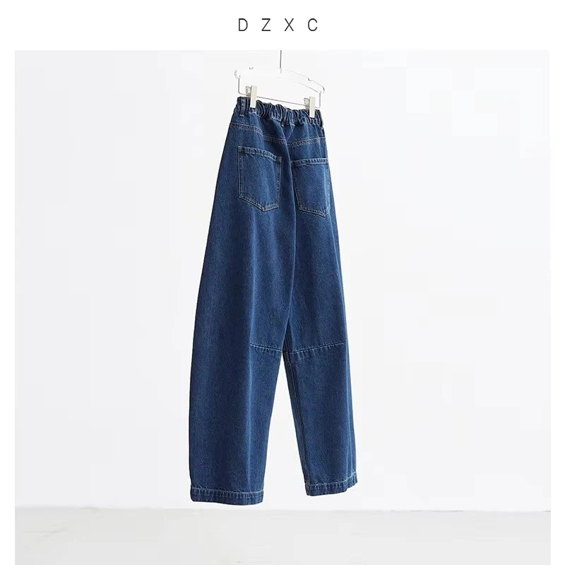 Plus-Size Jeans Pants Wide-Leg Balloon Pants, Loose Plus-Size Jeans, Hip-Covering Slimming Retro Long Pants, Fall/Winter 2025