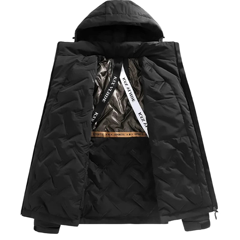 Outdoor Rainproof Cotton Padded Jacket for Men Winter Thickened Warm Hooded Parkas Men's Graphene Puffer Jackets Overcoat