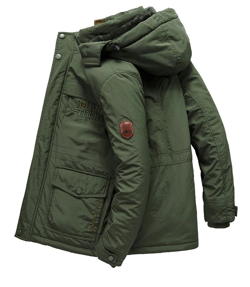 2026 New Winter Men Jacket Windbreaker Coats Parka Mens Jackets Plus Velvet Men Hooded Men Casual Warm Coat Detachable Hat