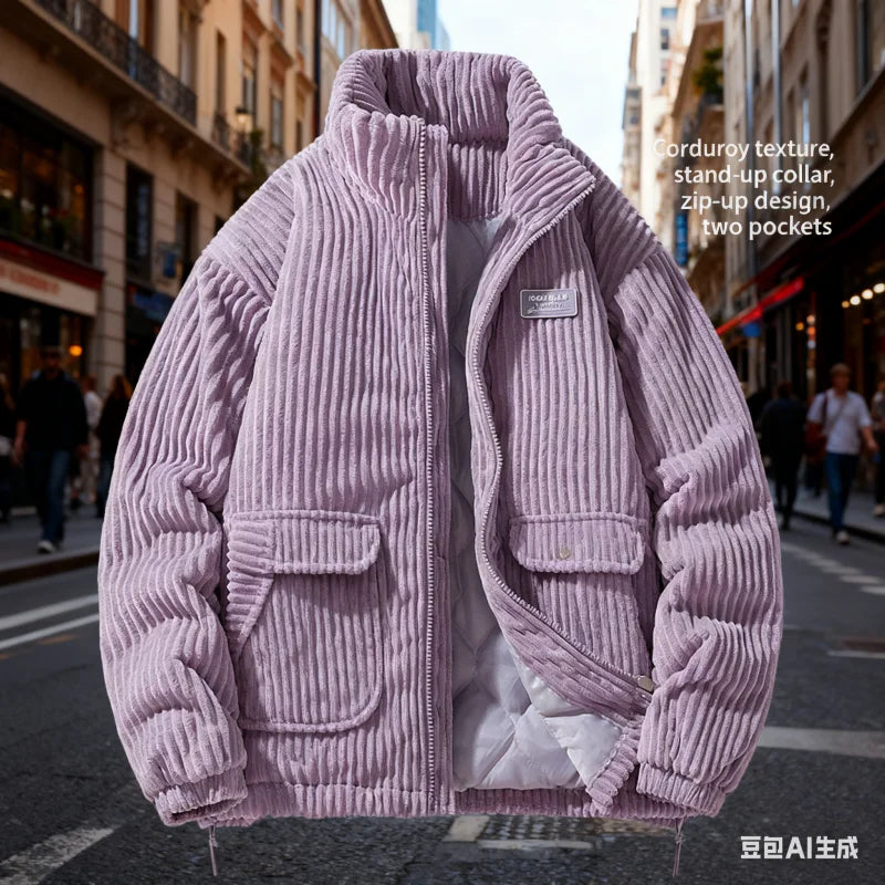 Thicken down cotton-padded jacket corduroy cotton-padded high-grade men's fashion cool winter jacket cotton-padded jacket