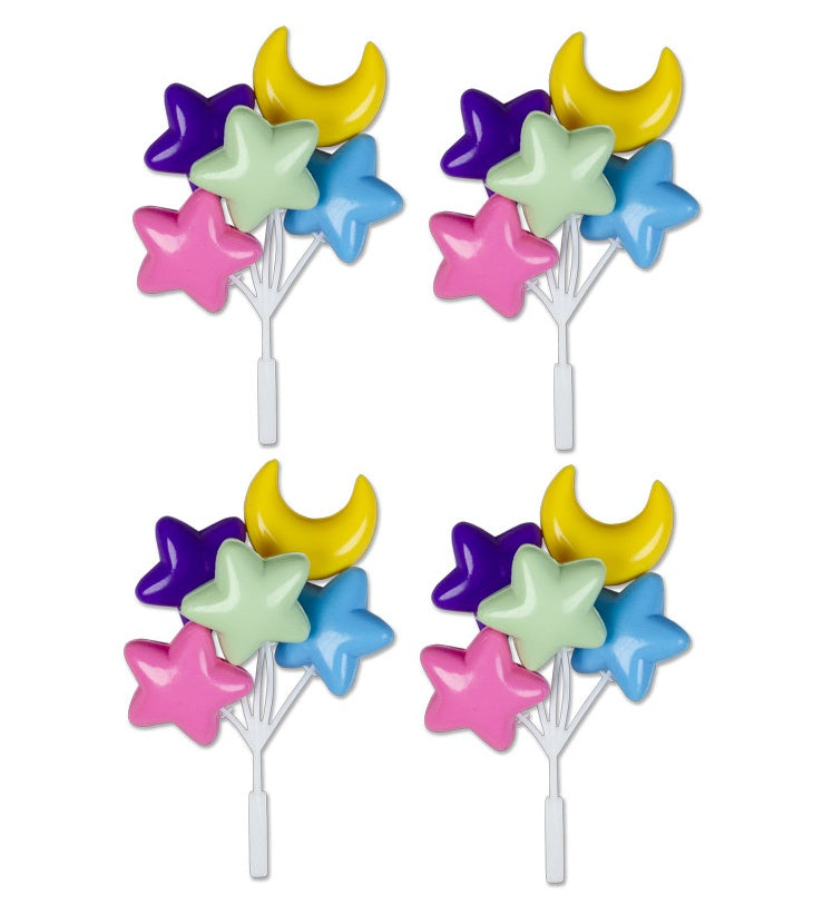 Large Stars & Moon Balloon Cluster 5" Long *Available in 4, 12 and 36 counts*