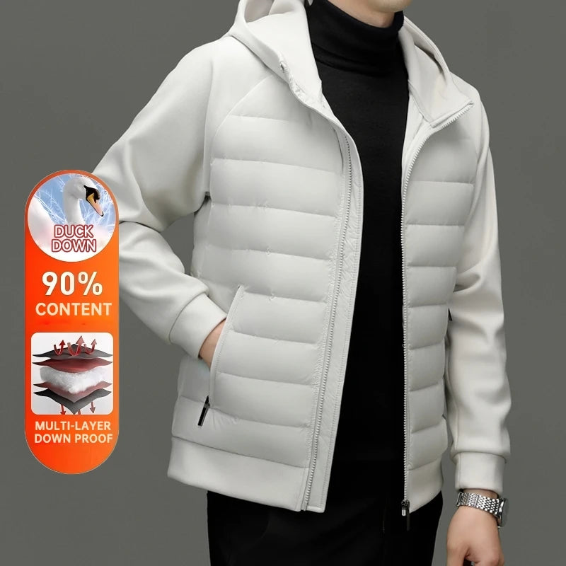 Down Coats Hot-pressing Bonded High End 95% Down Light Seamless Hot-pressing Bonded Casual Fashion Hooded Men Down Jacket New Puffer Winter Feather Coats