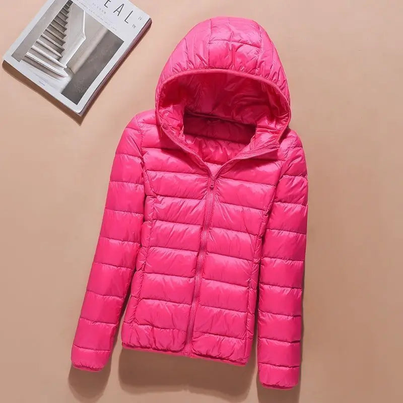 Lightweight Short down Cotton Jacket Women's Stand Collar Hooded Slim Fit plus Size Winter Outerwear CleanFit Style