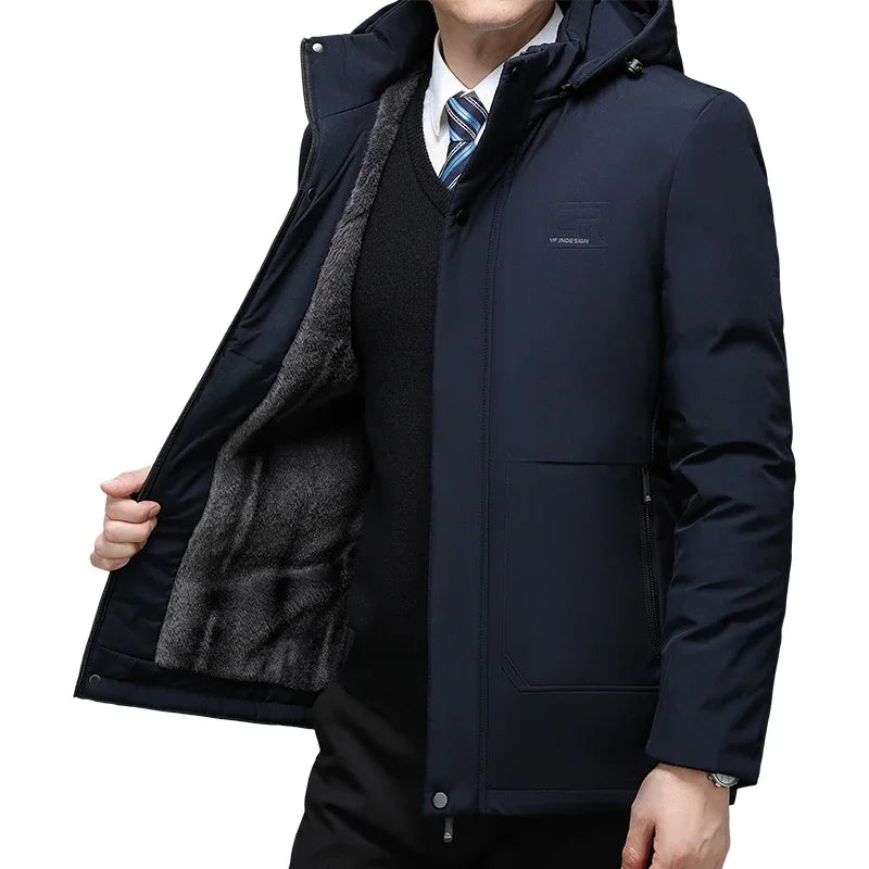 Men Thicken Fleece Zipper Men Warm Winter Coat Mens Jackets Plus Size New Waterproof Winter Jacket Men Hoodied Parka Clothes