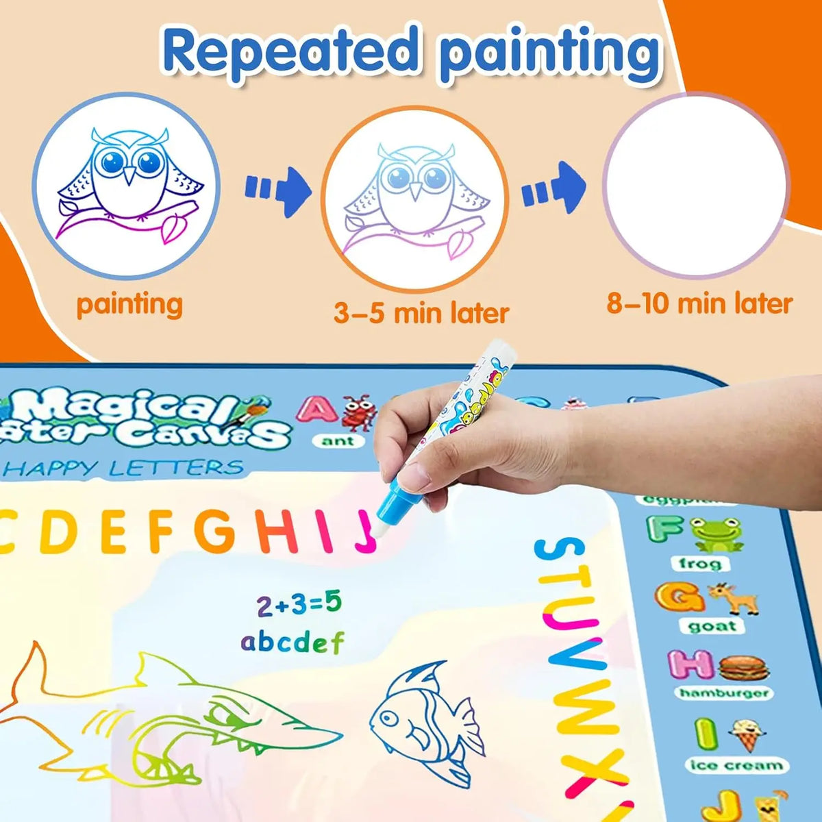 Magic Water Drawing Mat Coloring Doodle Mat with Reusable Magic Pens Montessori Toys Painting Board Educational Toys for Kids