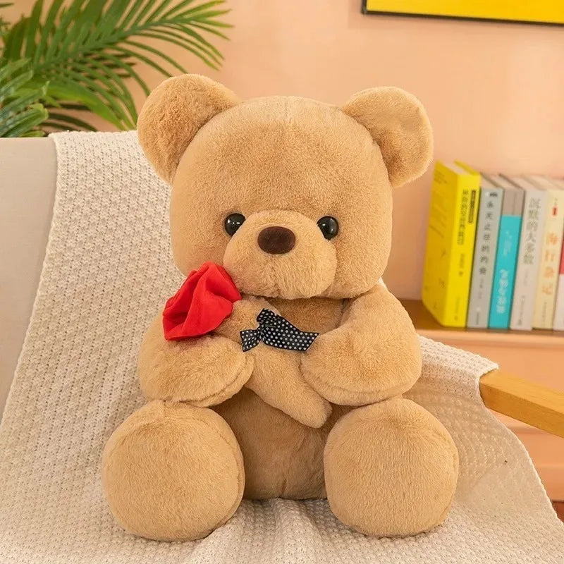 1/2/3PCS 25cm/9.84Inch Romantic Rose Teddy Bear Plush Toy Cute Small Soft Stuffed Doll Plushie for Girls Valentine Day Gift