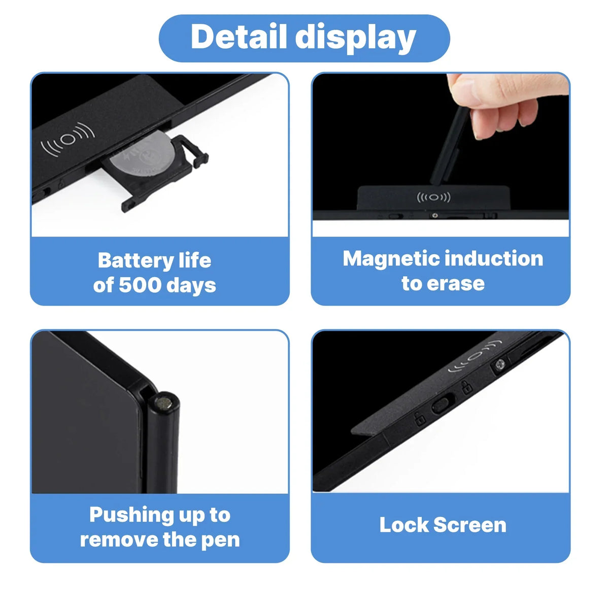 14.3-Inch LCD Writing Tablet Full Screen Drawing Board, Lightweight Reusable Digital Notepad, Idea for Office Learning Meeting