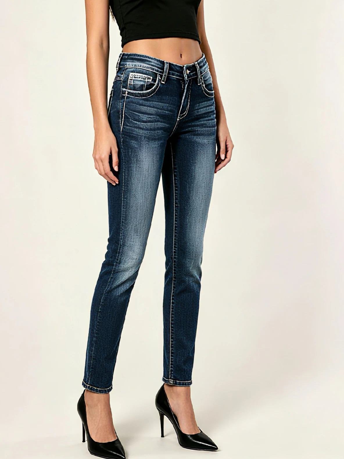 Embroidered Stretch Skinny Jeans