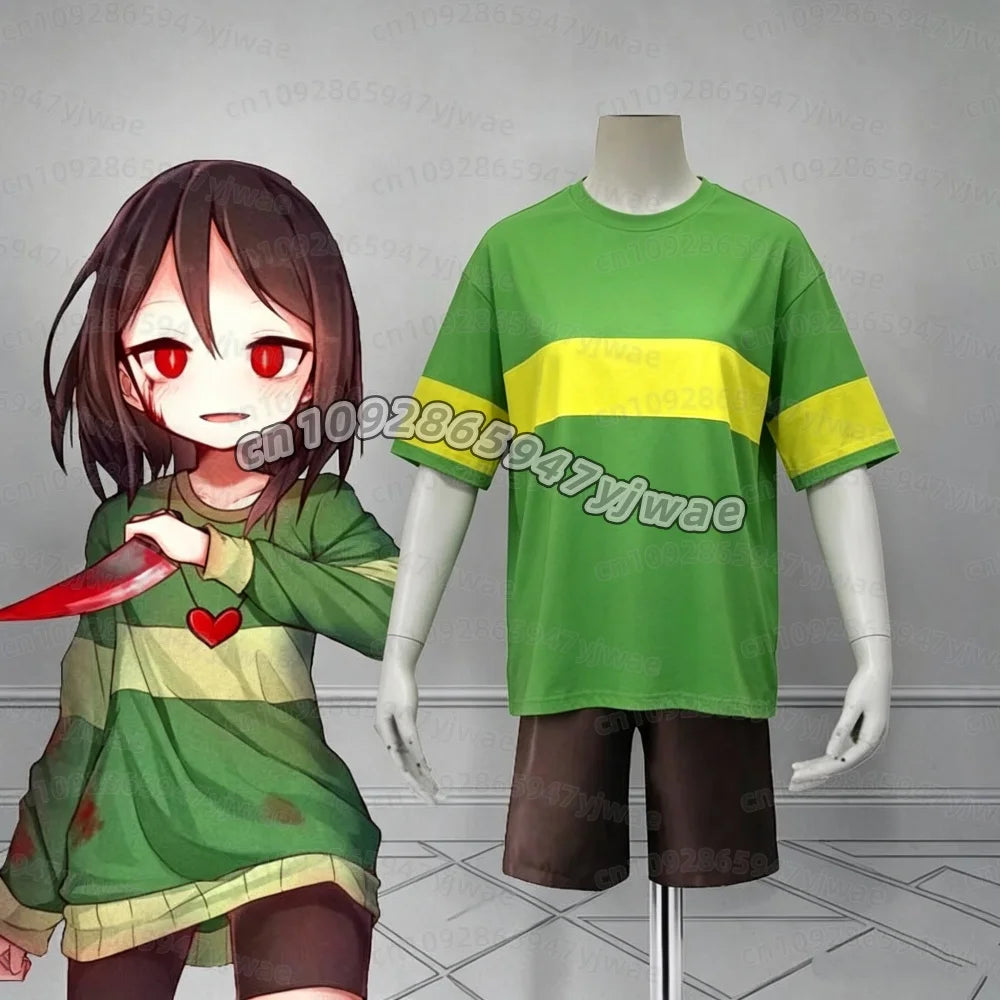 Deltarune Undertale Kris Cosplay Hoodies Long Sleeve Fashion Hooded Sweatshirt Men Women Clothing Green Yellow Striped hoodies
