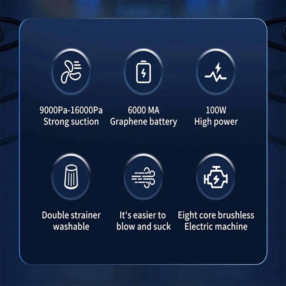 16000Pa Wireless Car Vacuum Cleaner Strong Suction Handheld Vacuum Home & For Car Dual Use Mini Vacuum Cleaner Home Appliance