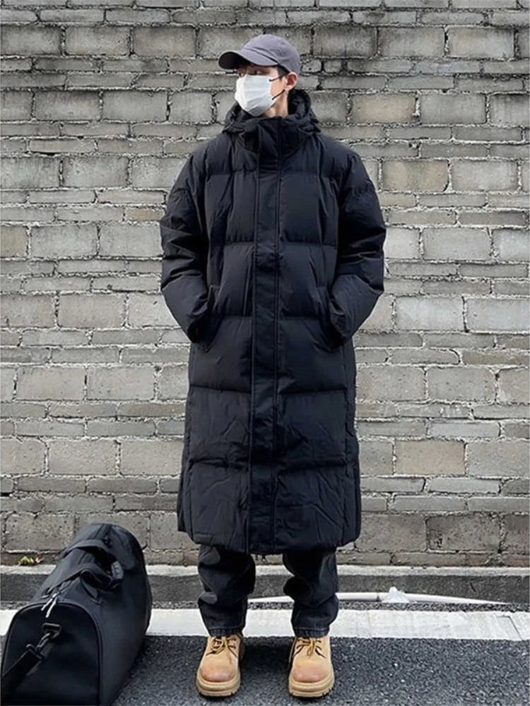 ​Men's Winter Jacket Down Cotton Parka with Hood Knee High Windproof Coat for Extreme Cold Weather Athletic Outdoor Apparel​