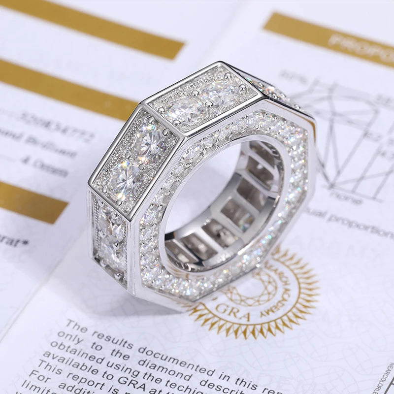 New Screw Ring Moissanite For Men Hip Hop Jewelry Sterling Silver 925 Rings Hip Hop/Rock Bling Gold Plated 18K