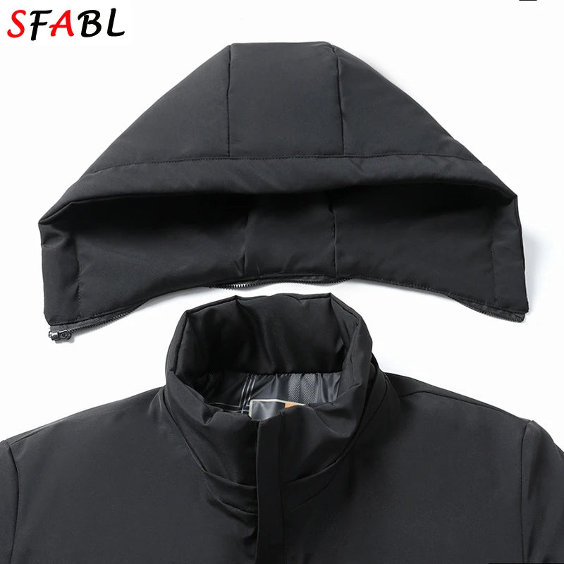 New Fashion Hooded Jacket Men Winter Warm Fleece Parka Snowboard Winter Jackets for Men Windproof Thermal Heavy Coat Hiking Male