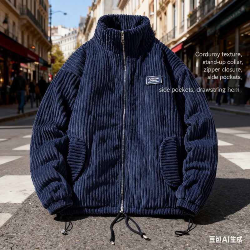 Thicken down cotton-padded jacket corduroy cotton-padded high-grade men's fashion cool winter jacket cotton-padded jacket