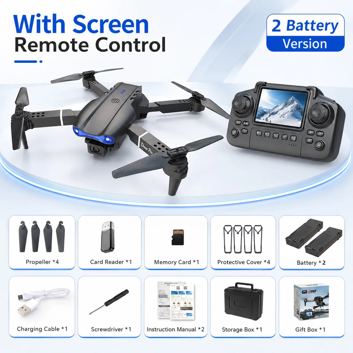 ZNLYRION RC Drone with Screen Remote Control 4K Dual Camera Optical Flow Positioning Obstacle Avoidance Foldable FPV WIFI APP Control One Key Return 360Â° Flip Quadcopter Toy for Beginners