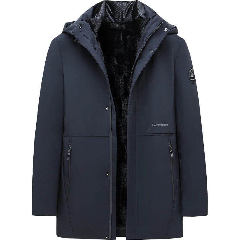 thick warm three in one detachable down cotton jacket business Men's winter jacket fashionable hooded waterproof parka coat