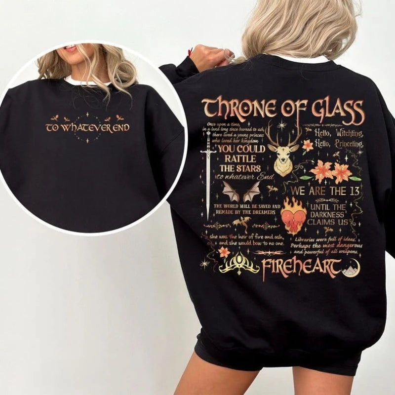 Throne of Glass Book Sided Sweatshirt Aelin Galathynius The Thirteen Inspired Sjm Merch Fantasy Reader Apparel Matching Hoodies