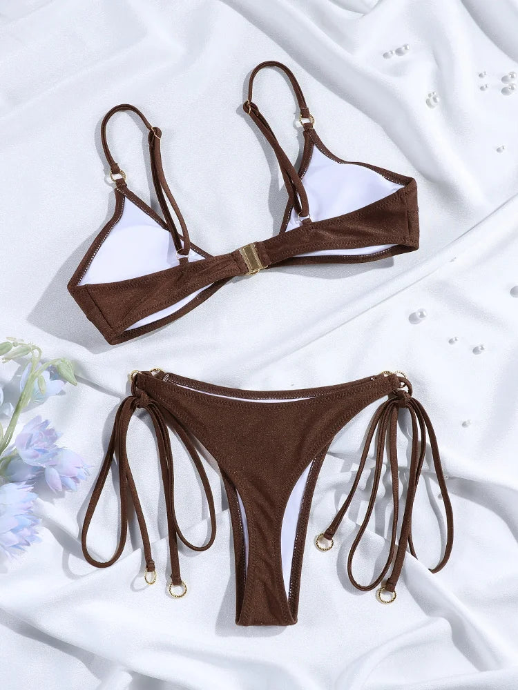 Rinabe String Bikini Blue Bikinis Bandage Swimwear High Cut Swimsuit Style Swimsuits Two-Piece Bathing Suit