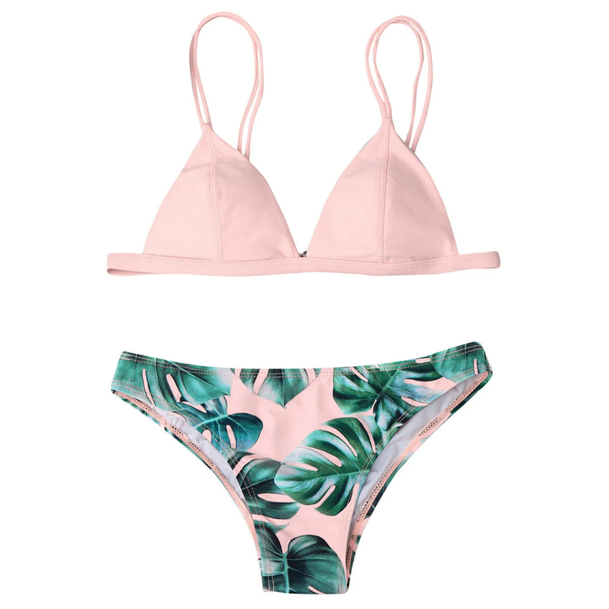 Leaves Print Bikinis Set For Women Swimwear Padded Push-Up Beachwear Bather Bathing Set Beachwear Summer Bikini Set Femme