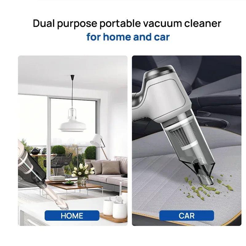 NEW 3 in 1 Handheld Auto Vacuum Home & Car Dual Use120W 9000Pa Car Wireless Vacuum Cleaner Mini Cleaning Machine Car Accessories