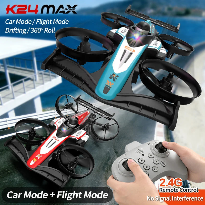 Look here! A mini car and drone combo - a dual-mode, multi-functional gift! One-button takeoff, stable hovering, racing mode, headless mode, and 360Â° aerial flips. The perfect Christmas gift or a fun birthday present!