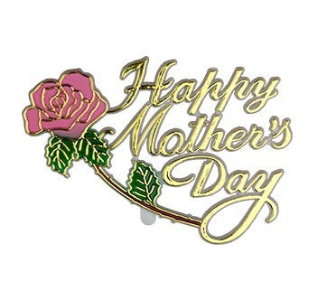 Happy Mother's Day Rose Plaque Cake Toppers, 3" - 6 or 24 pieces