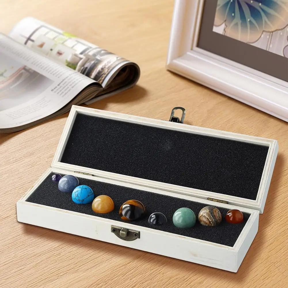 Solar System Natural Crystal Gemstones Set 9 Planets Sphere Ball Stone Galaxy Model Ornaments Gift Home Office Decor