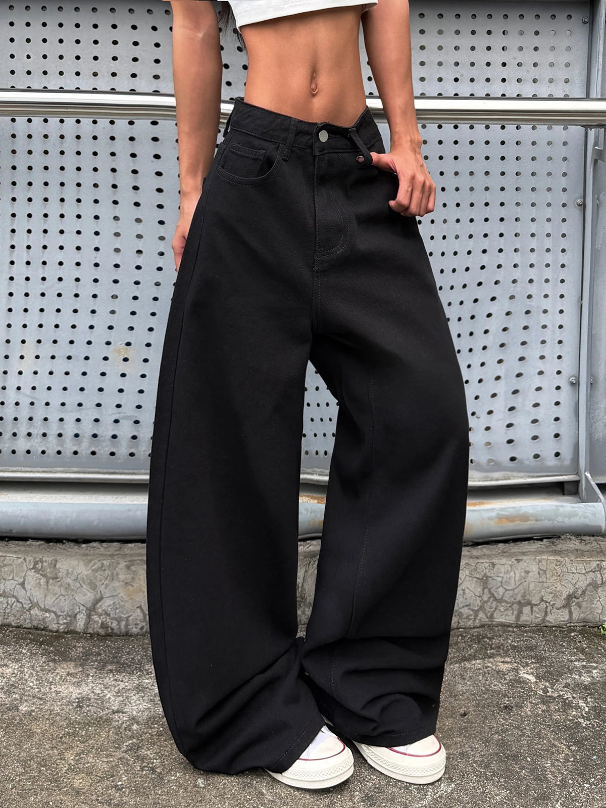 Jeans American Street Hot-Selling Women's Retro Washed Black Wide-Leg Jeans With Phoenix And Floral Niche Design Print High-Waist Baggy Y2K Spicy Girl Trousers