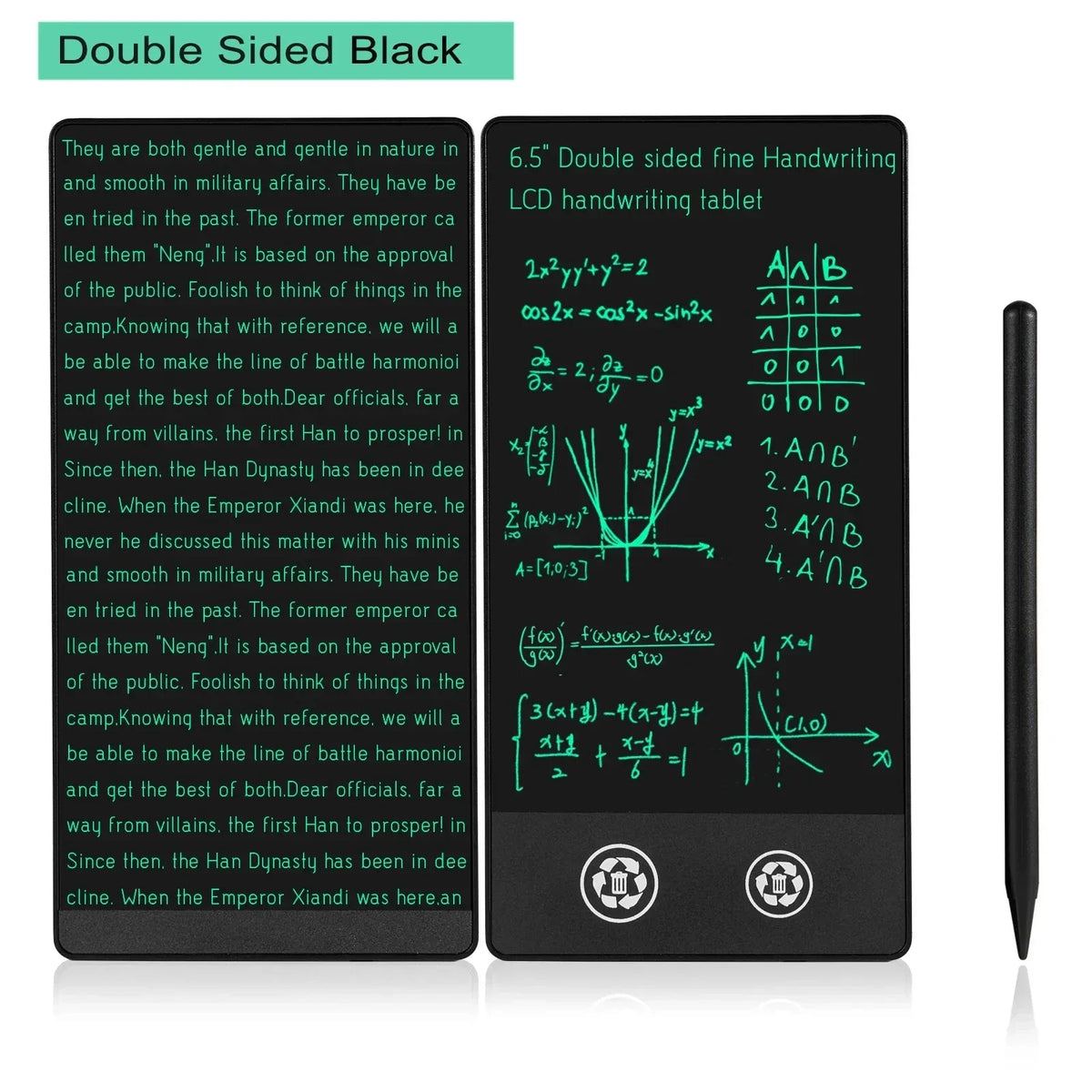 Mini LCD Writing Tablet 6.5 Inch Double Display Erasable Reusable Electronic Drawing Pads Scratchpad for Office and Learning