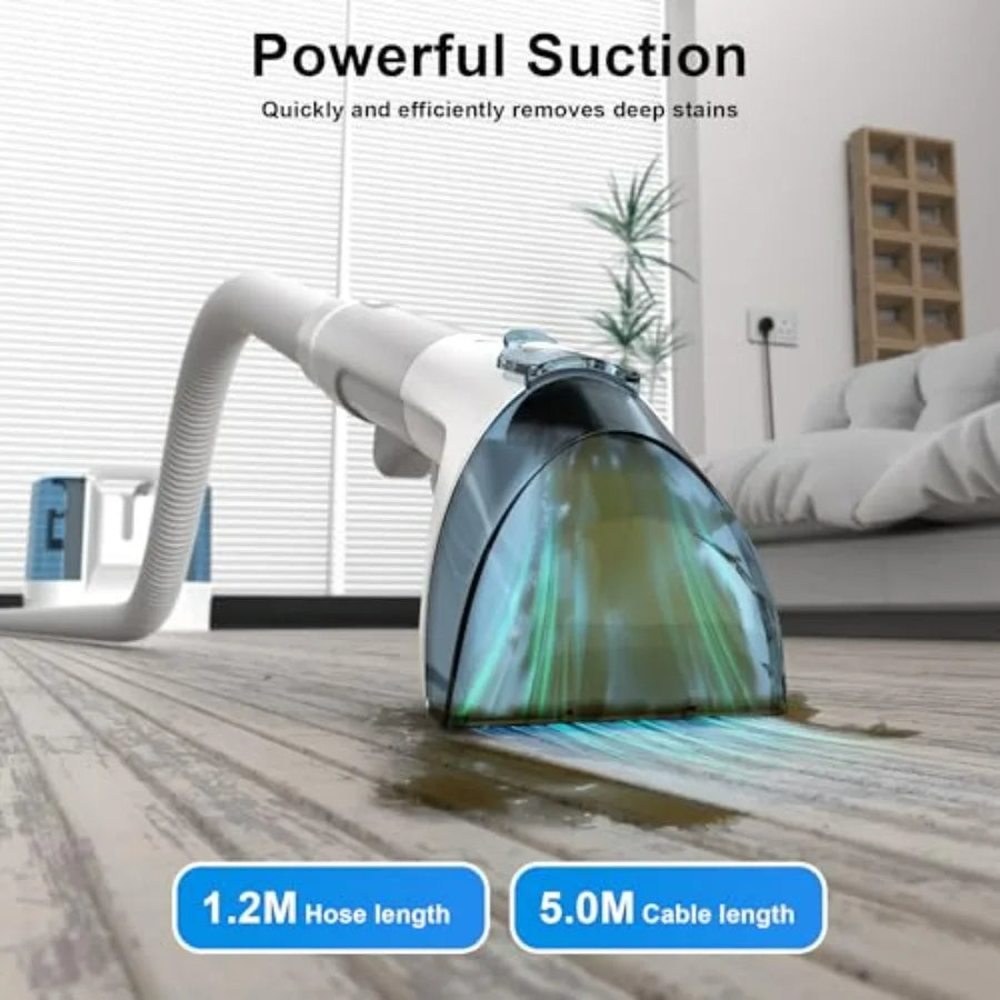 Portable carpet cleaner machine for upholstery, 450W shampooer in blue, deep-cleaning extraction for sofas, rugs, car seats, ma