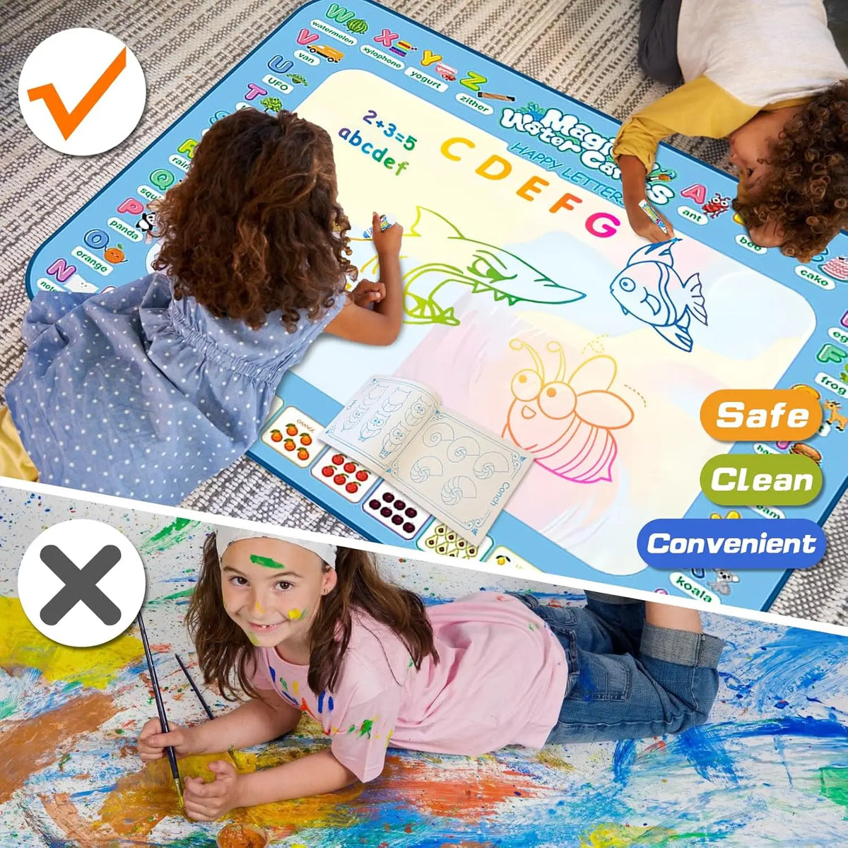 Magic Water Drawing Mat Coloring Doodle Mat with Reusable Magic Pens Montessori Toys Painting Board Educational Toys for Kids