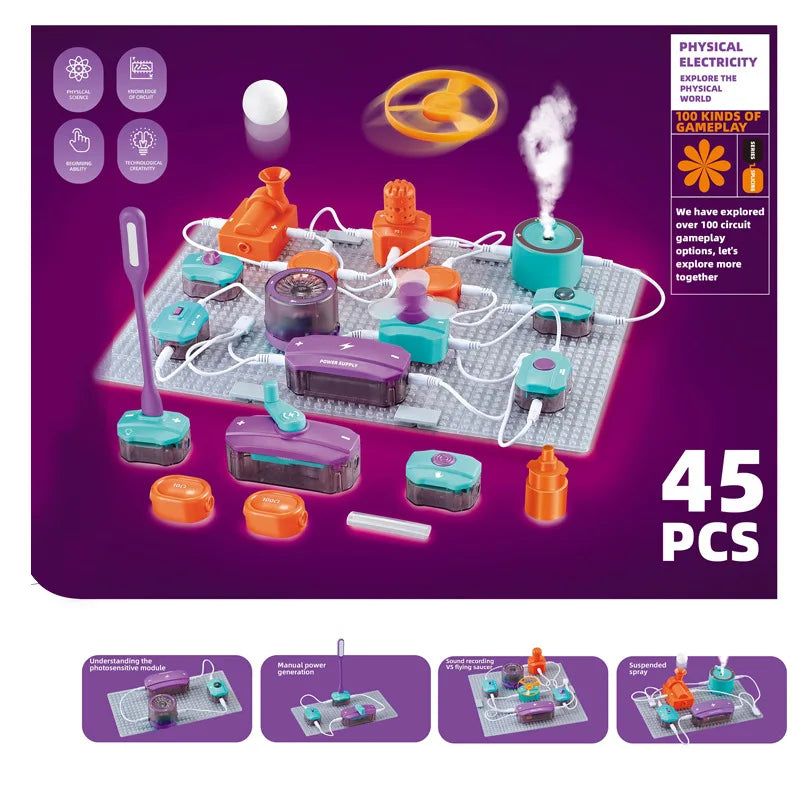 Science and Education Electronic Building Blocks Toys STEM Science Experiment Set Physics Circuit Experiment Handmade