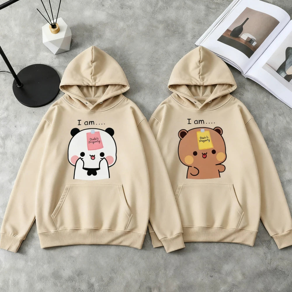 Bubu Dudu Couple Symbol Clothing Kawaii Bear Matching Funny Unisex Hoodies Men Women Fashion Casual Fall Winter Sweatshirt