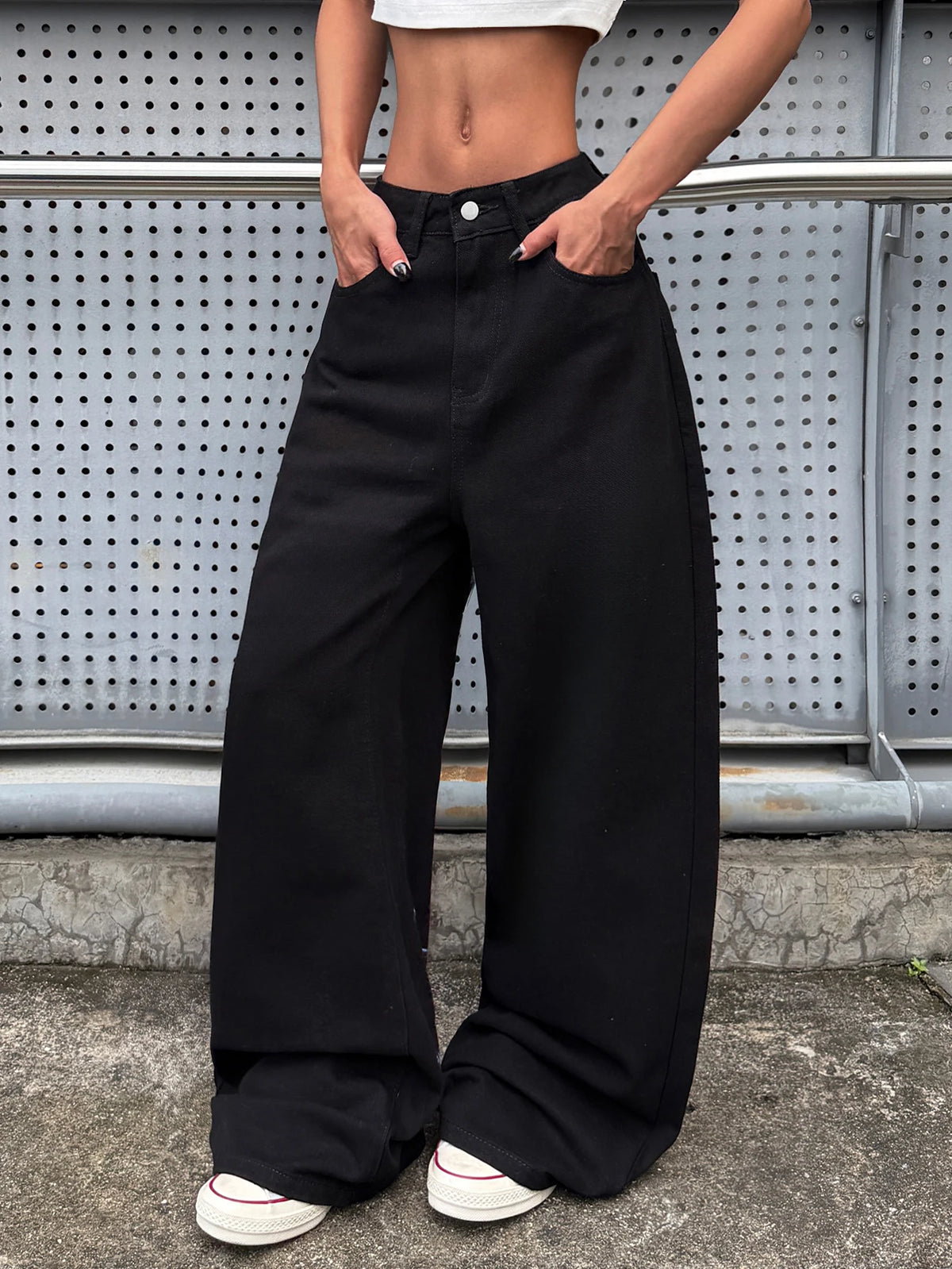 Jeans American Street Hot-Selling Women's Retro Washed Black Wide-Leg Jeans With Phoenix And Floral Niche Design Print High-Waist Baggy Y2K Spicy Girl Trousers