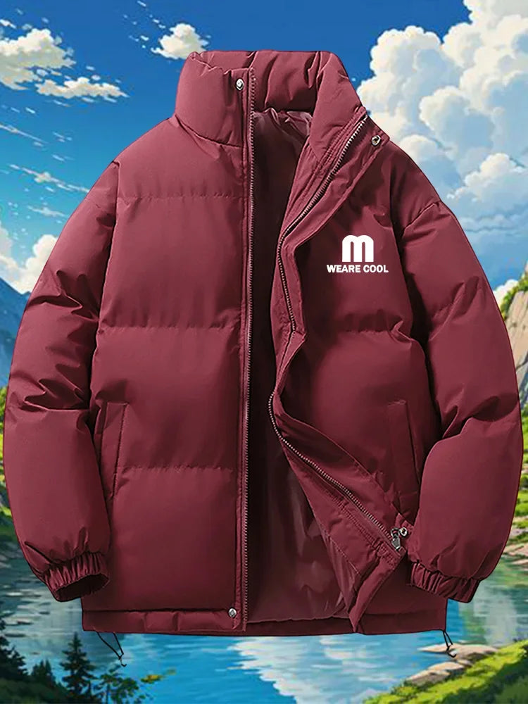 4XL Puffer Jacket Men Thick Warm Parka Plus Size Quilted Jacket Solid Outwear Coats Loose Cotton-padded Men's Clothing Top