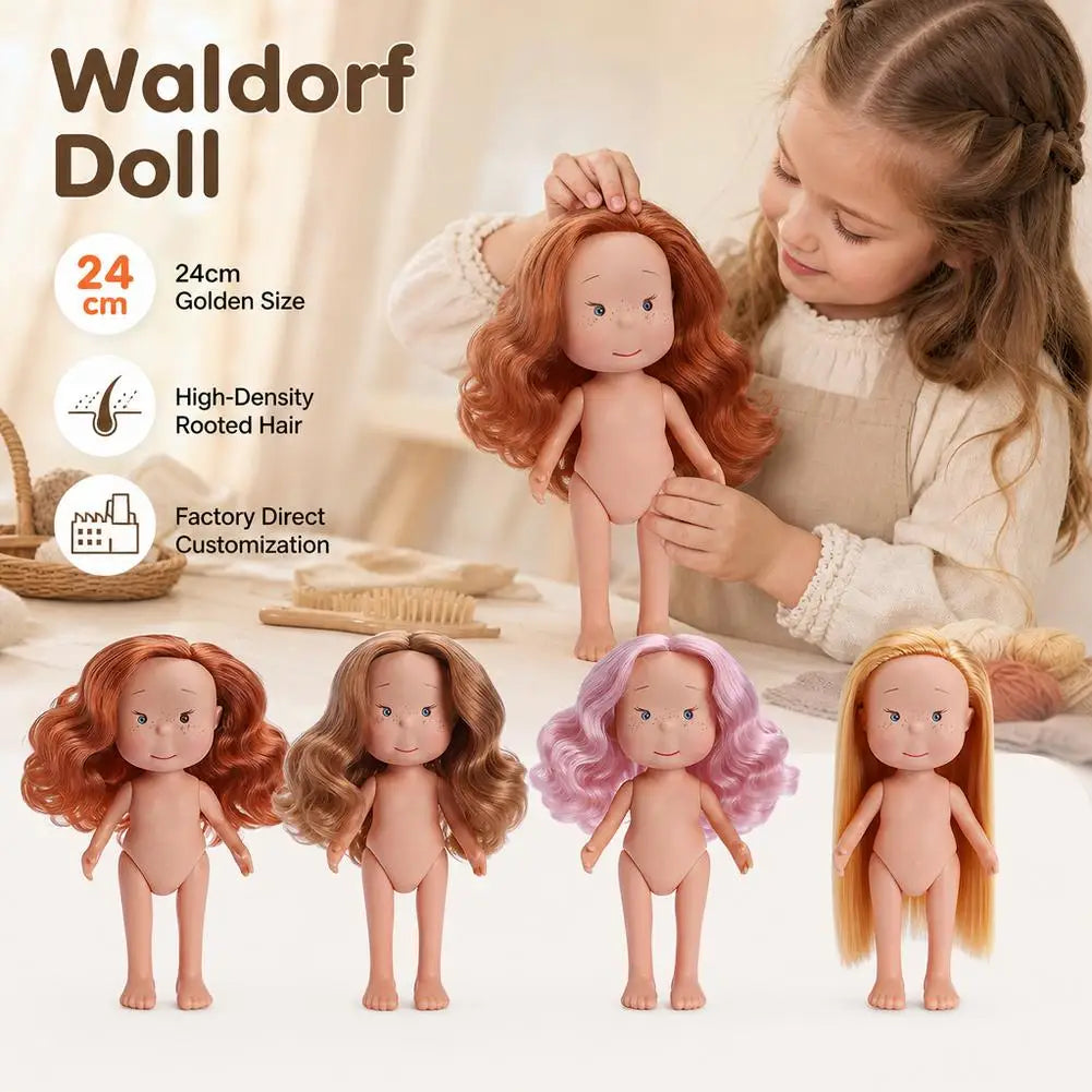 24cm Sweet Potato Doll Spain Mia Freckle Makeup Doll Joints Movable Solid Dress Up Doll Handmade DIY Doll Toy