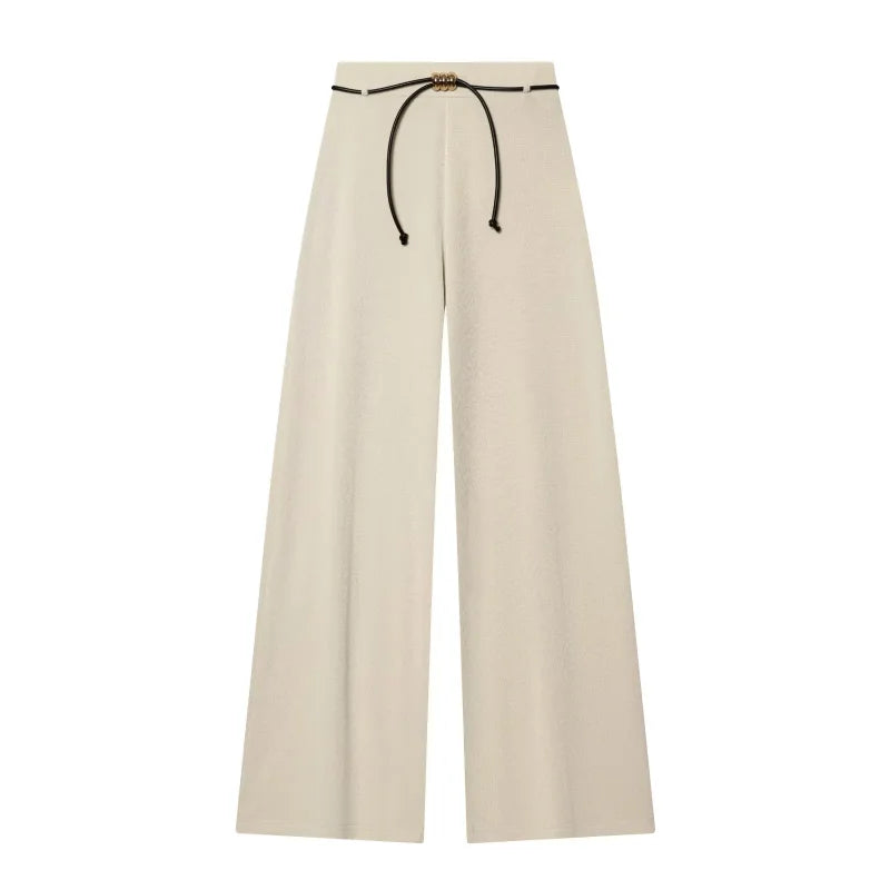 2026 Women's Autumn Matching 2 Piece Set Long Sleeve Ribbed Asymmetric Designer Style Pleated Top And Pants Chic Lady Streetwear