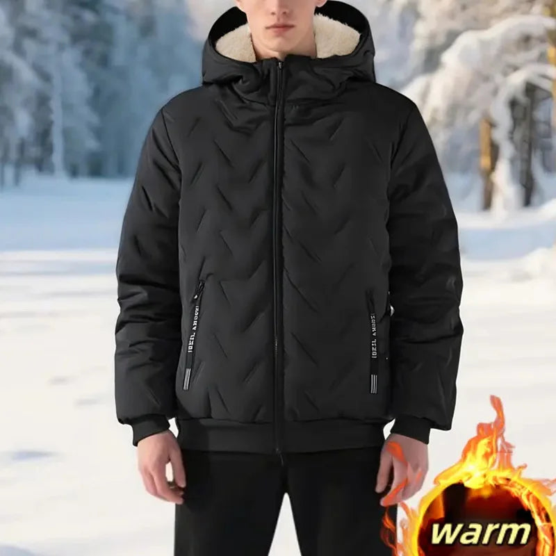 Autumn Winter Men's Hooded Parka Warm Windproof Padded Coats Casual Outdoor Skiing Fleece Jacket Male Fashion Thicken Coat