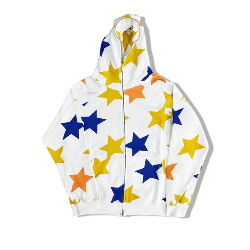Y2k Clothes Vintage Star Oversized Sweatshirt Jacket Harajuku Goth Long Sleeve Women Sweatshirt 2000s Hip Hop Zip Up Hoodies Top