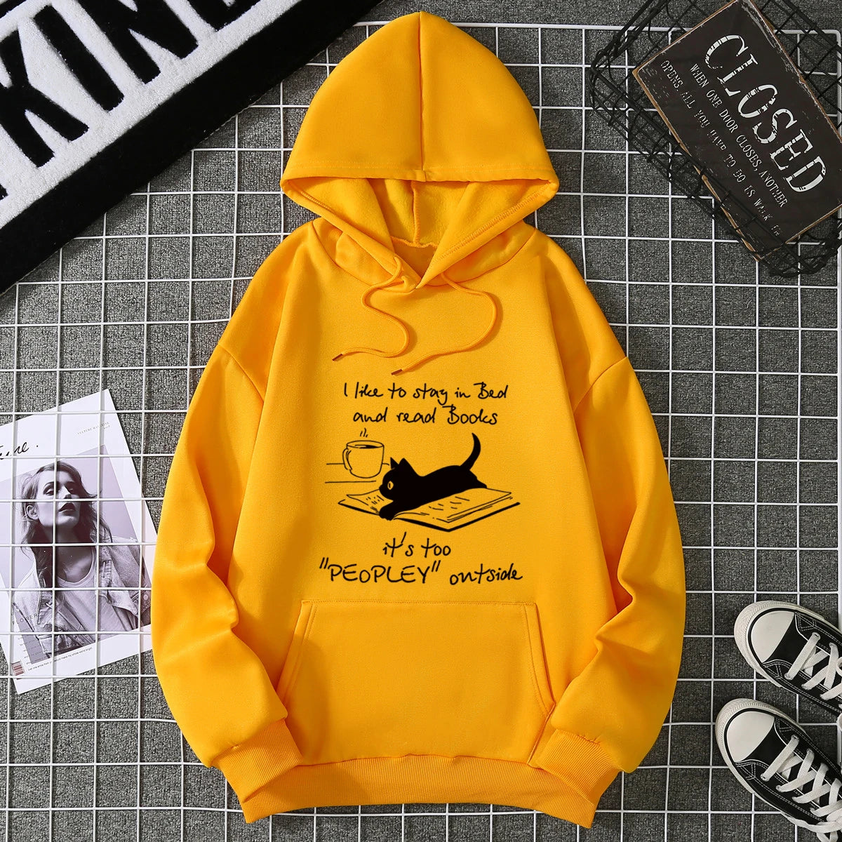 2025Winter Women's Hoodie Solid Color Print Unisex style Double Pockets Sweatshirts Outerwear Plus-Size Women's Clothing CYXX234