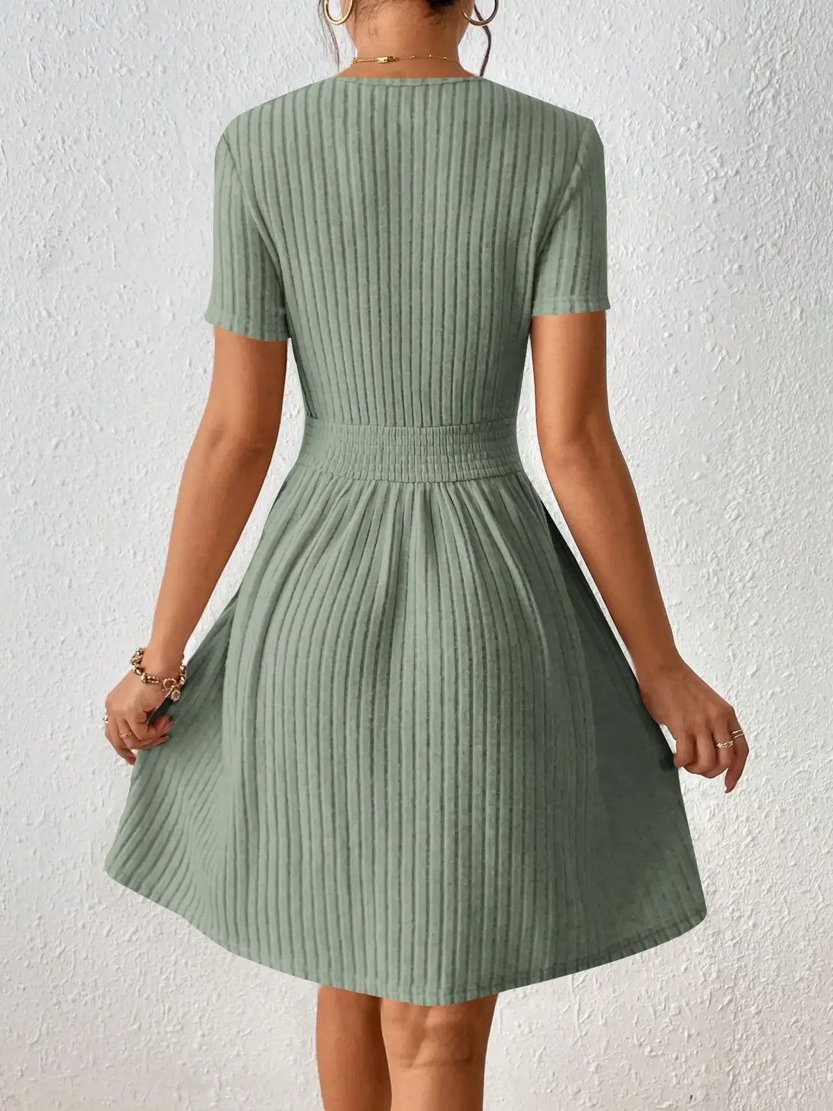 Fashionable Casual Solid Color Ribbed Waist Knitted A-Line Dress Arrival Comfortable Elegant Women's Clothing