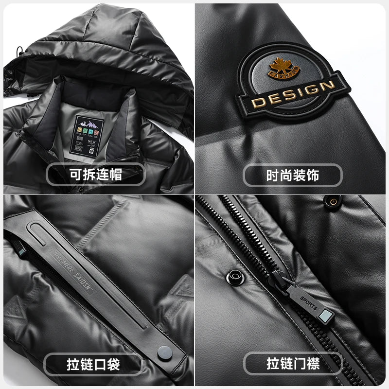 Men's Windproof Parka Men Down Coat Hoodie Warm Autumn/Winter White Duck Down Jacket Male Casual Thick Slim Puffer Jacket Coat