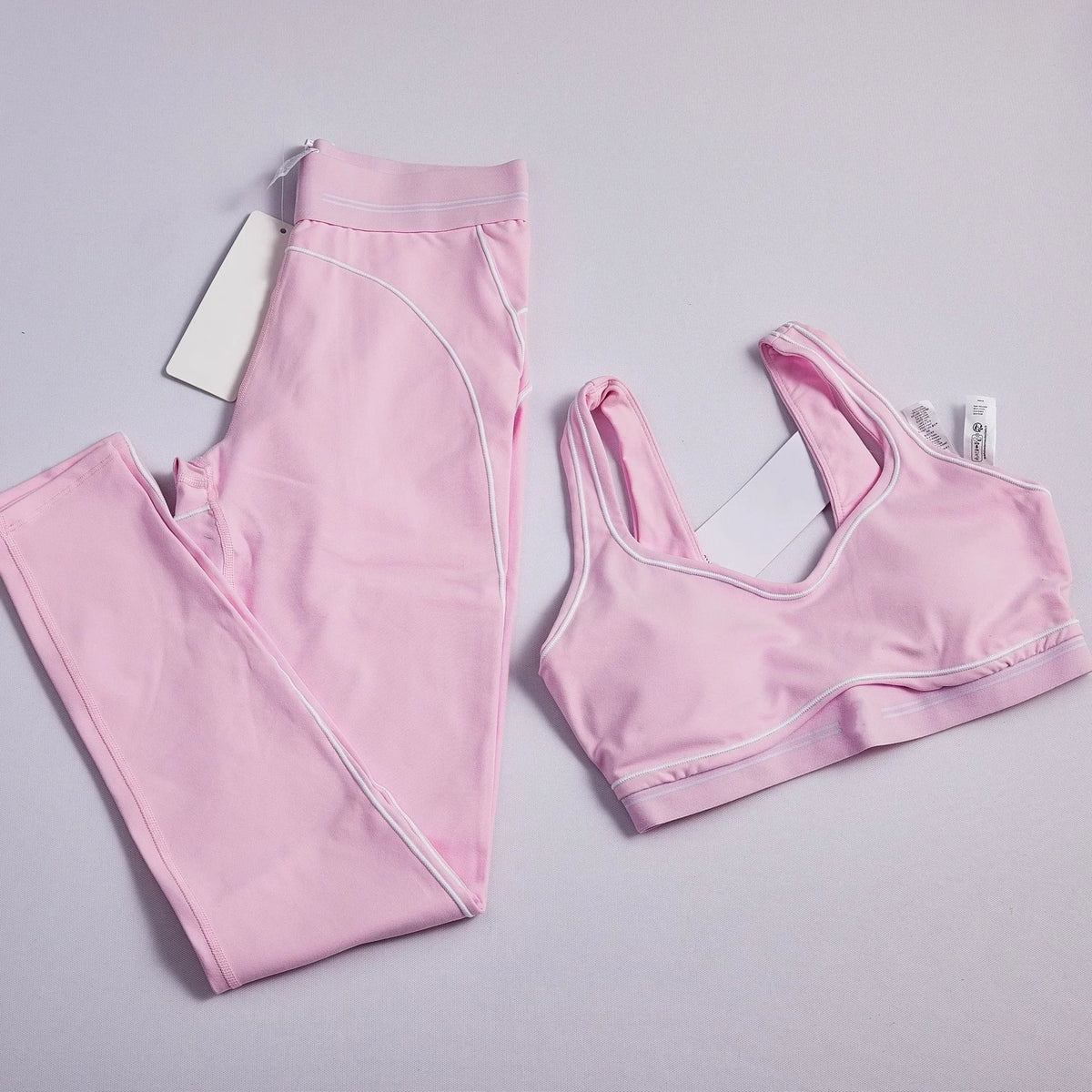 Set Women's 2 Piece Yoga Set Striped Pants Skin Friendly Breathable Elastic Sports Suit Summer Casual Workout Outfit Gym Running