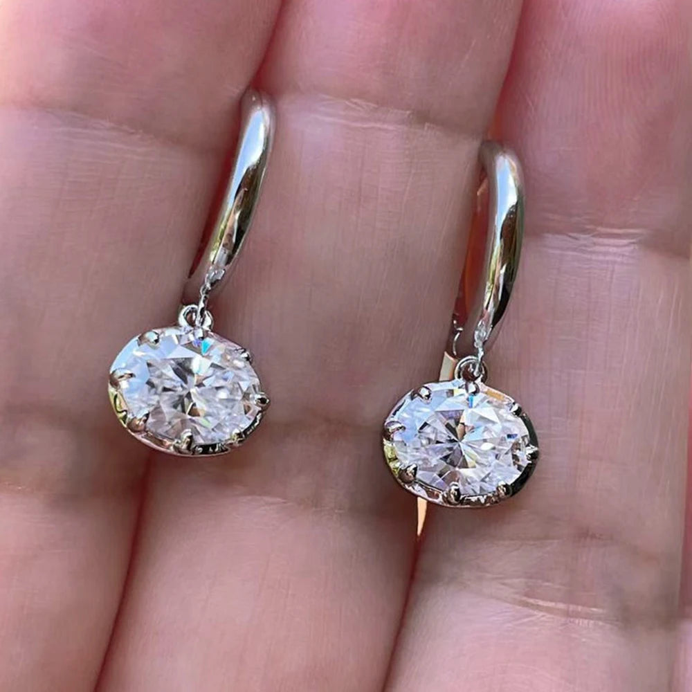 Earrings 1.5Carat Moissanite 1.5Carat Oval Cut Moissanite Huggie Hoop Earrings for Women 925 Sterling Silver Bezel Set Solitaire Diamond Drop Earring Jewelry