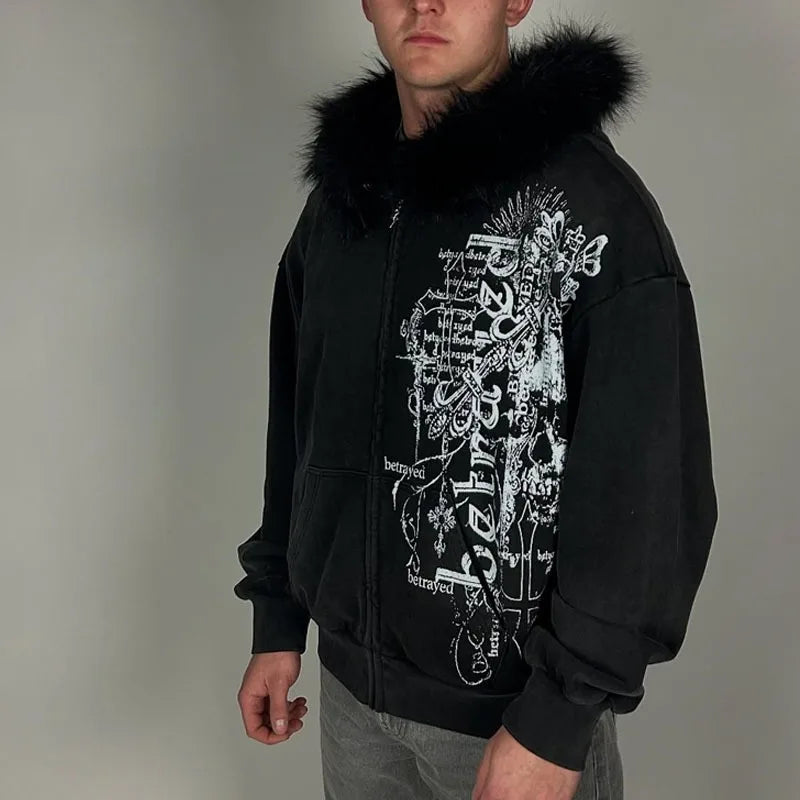 New autumn and winter thick warm hoodie for both men and women, simple and versatile, DIY printed jacket for daily use
